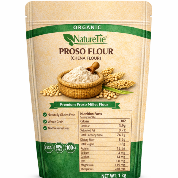 NatureTie Organic Proso Millet Flour (Stone-Ground Whole Millet, Naturally Gluten-Free, High Fiber, Unbleached)
