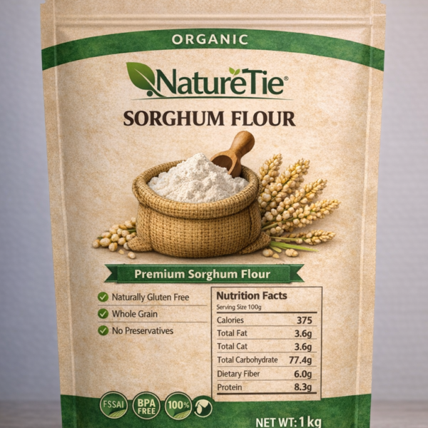 NatureTie Organic Ragi Flour (Stone-Ground Finger Millet, Naturally Gluten-Free, High Calcium & Fiber)