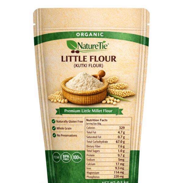 NatureTie Organic Little Millet Flour (Stone-Ground Whole Kutki, Naturally Gluten-Free, High Fiber, Unbleached)