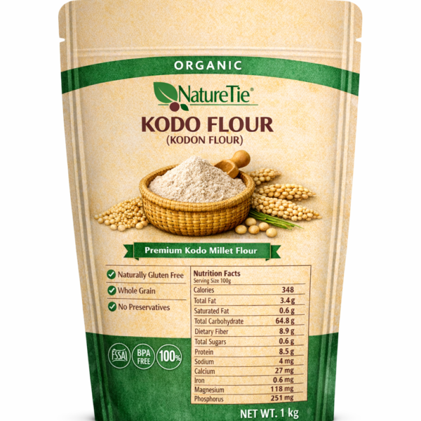 NatureTie Organic Kodo Millet Flour (Stone-Ground Whole Kodra Atta, Naturally Gluten-Free, High Fiber, Unbleached)